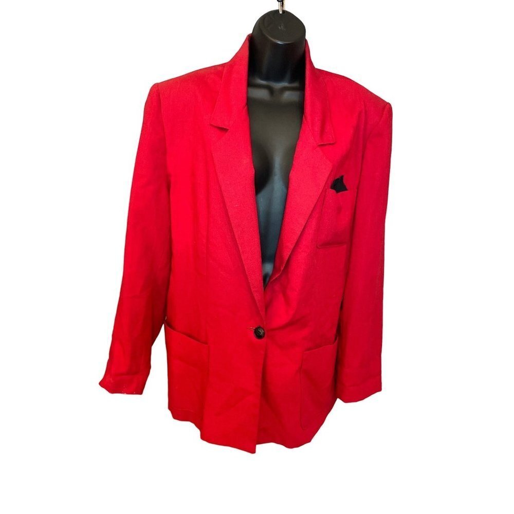Vintage 90s Red Russ Single Button Made in USA Blazer